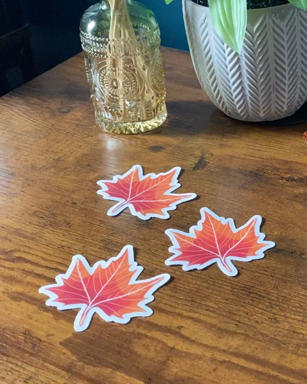 Maple Leaf Clear Sticker — Orange