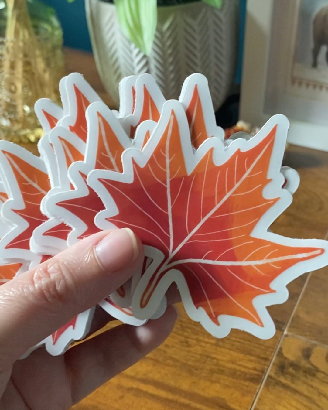 Maple Leaf Clear Sticker — Orange