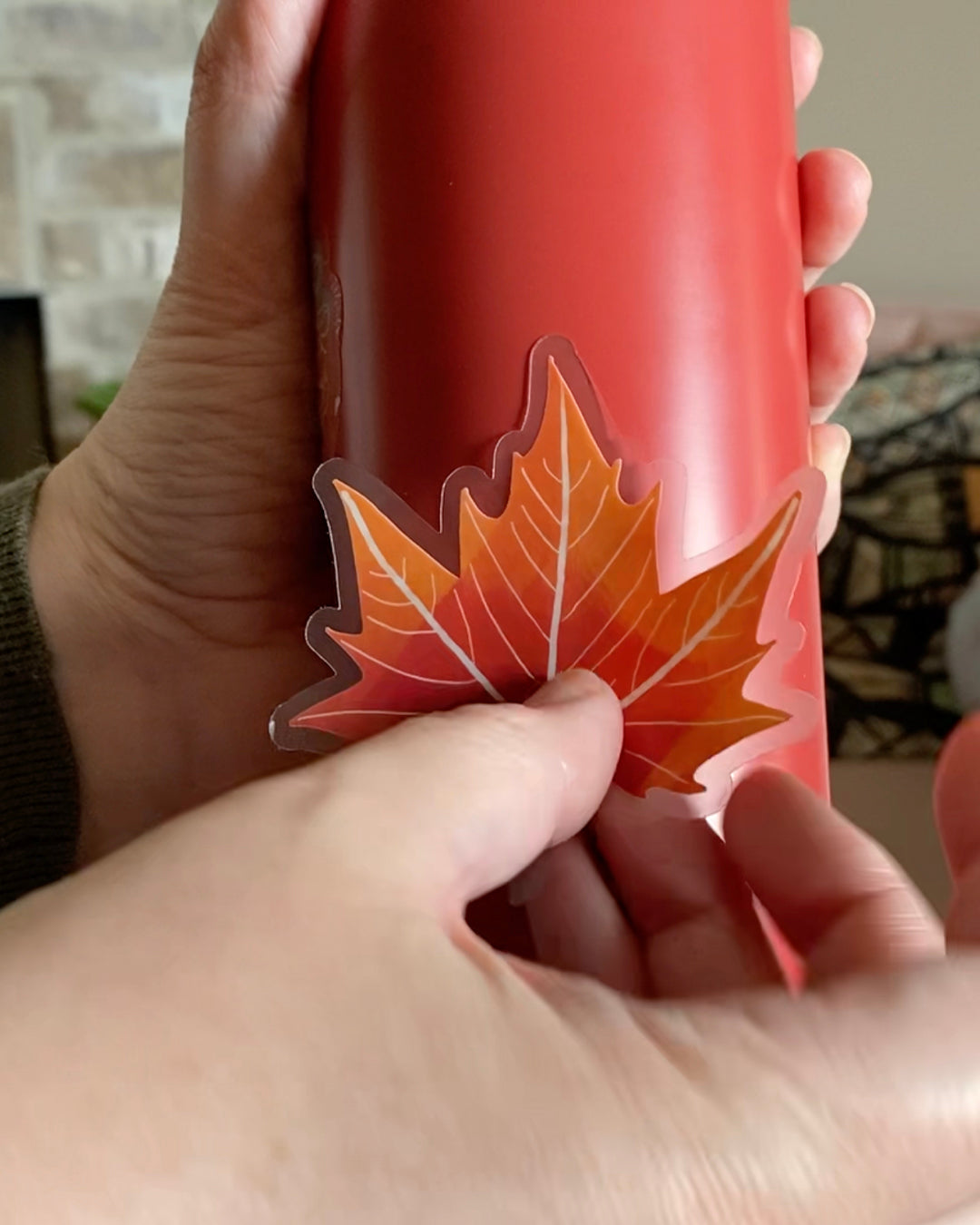 Maple Leaf Clear Sticker — Orange