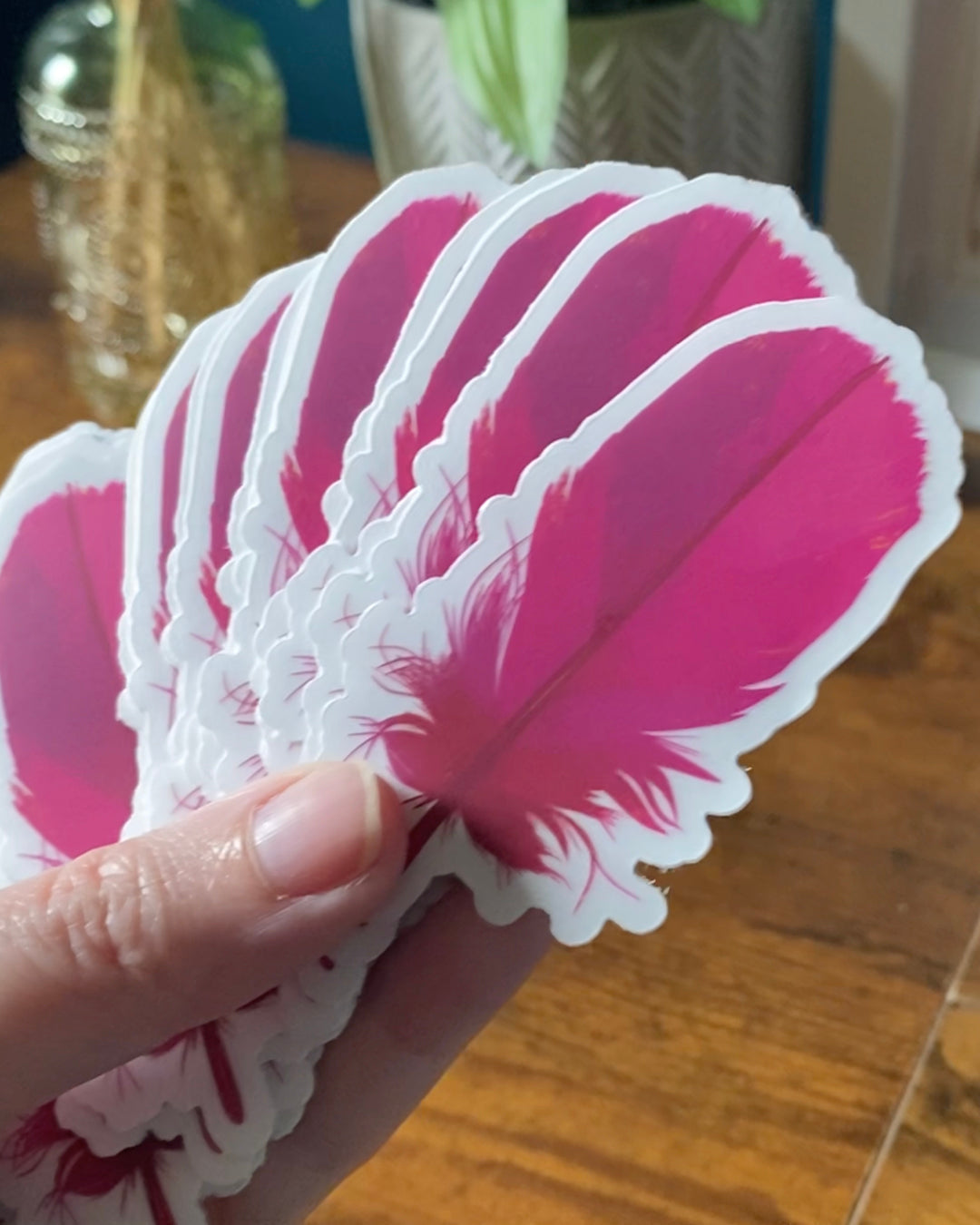 Feather Clear Sticker — Pink