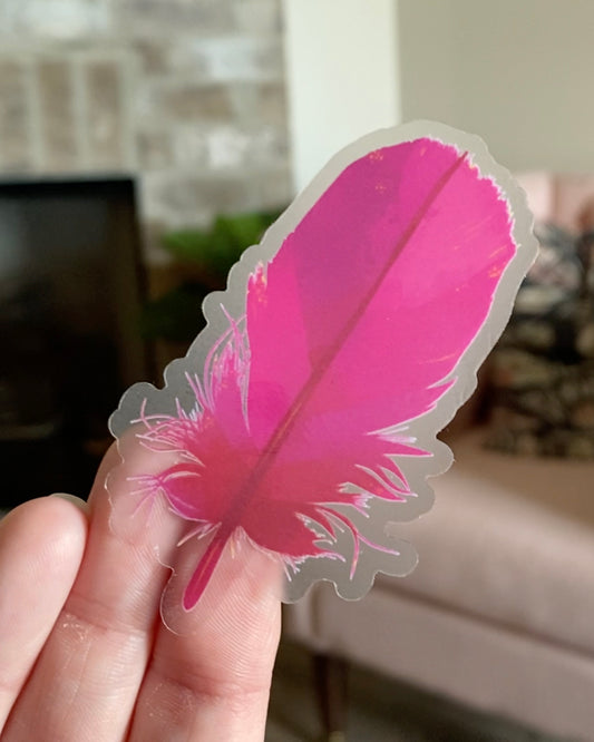 Feather Clear Sticker — Pink