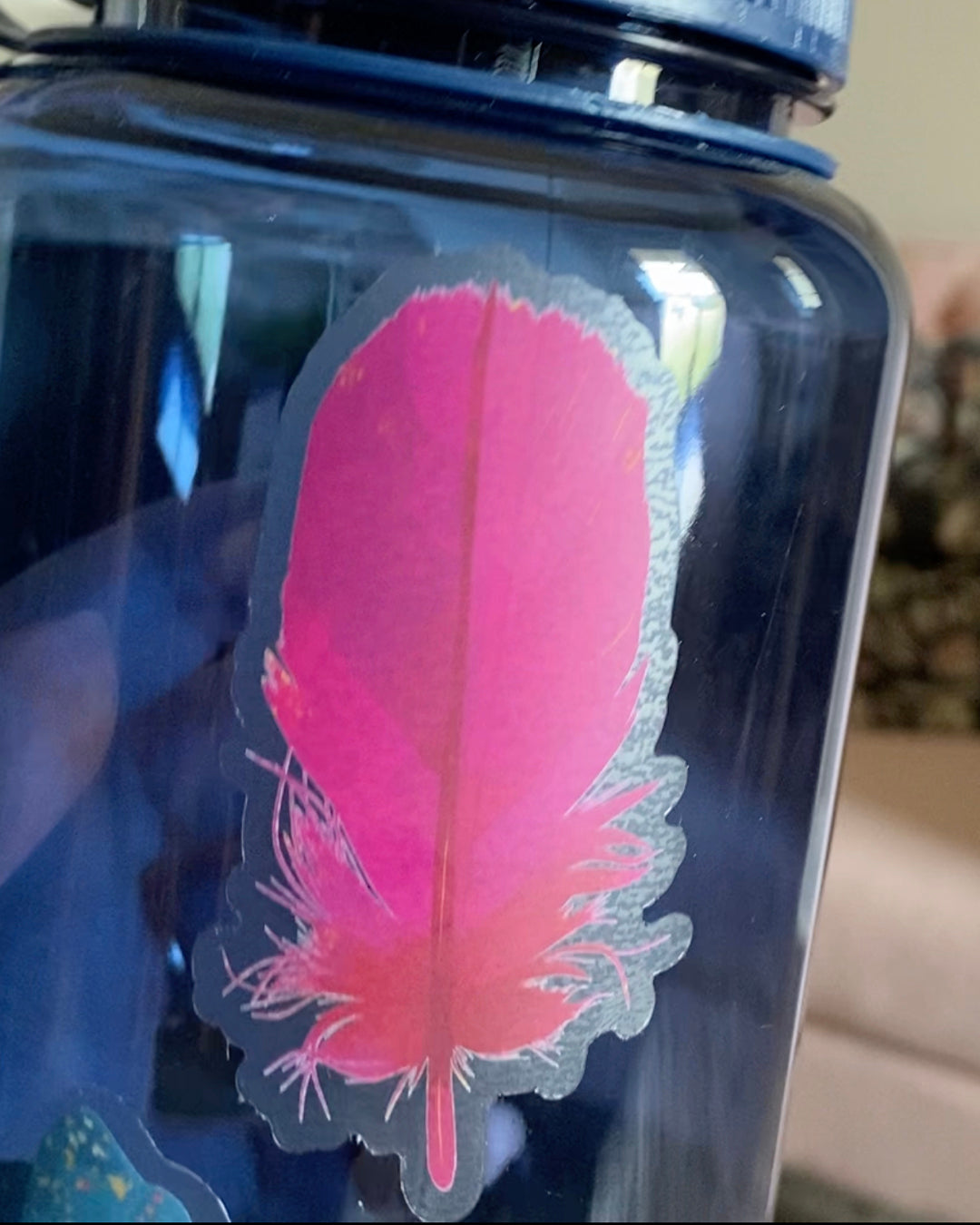 Feather Clear Sticker — Pink