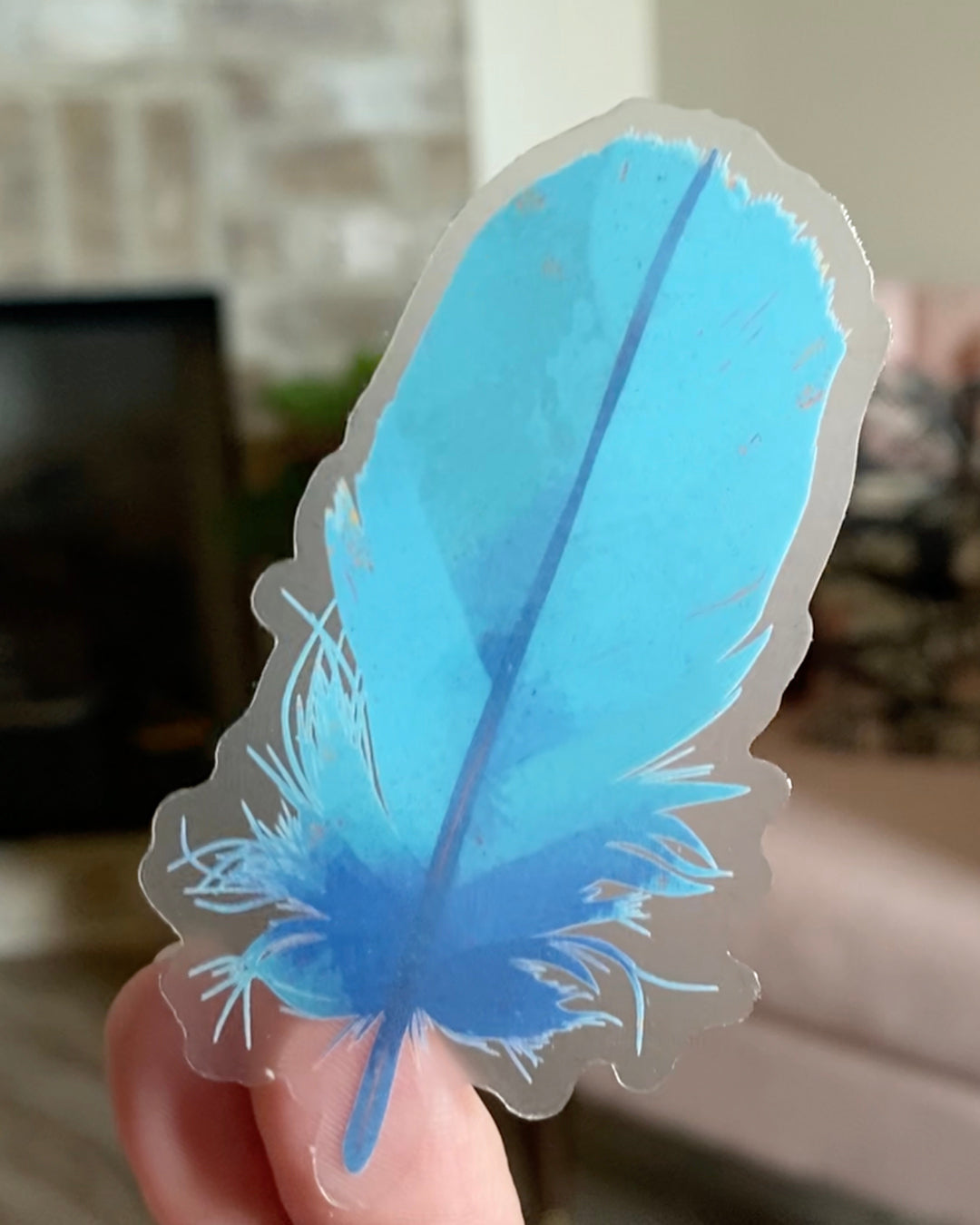 Feather Clear Sticker — Teal