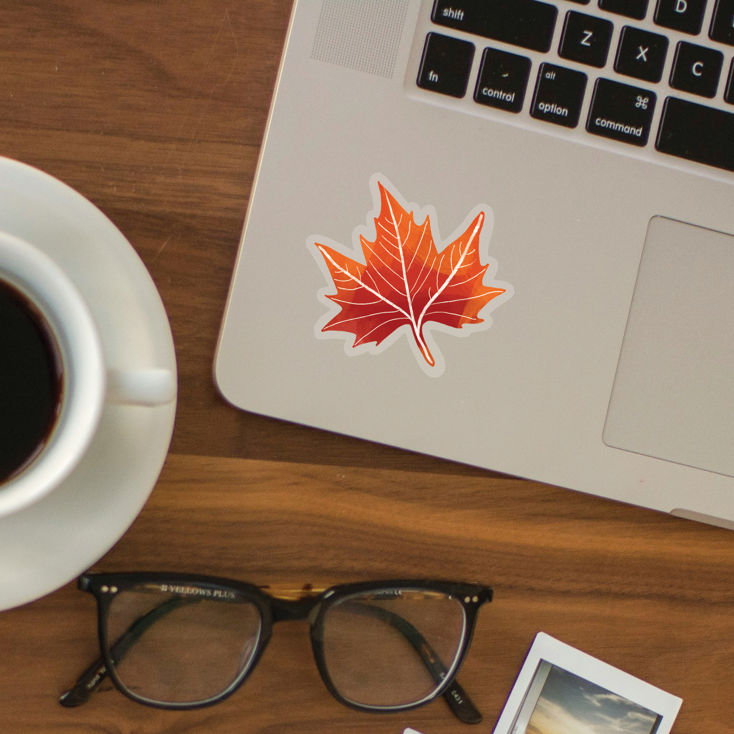 Maple Leaf Clear Sticker — Orange